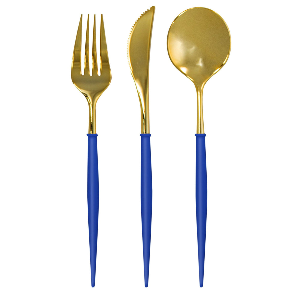Blue & Gold Bella Plastic Cutlery - 24pc, Service For 8
