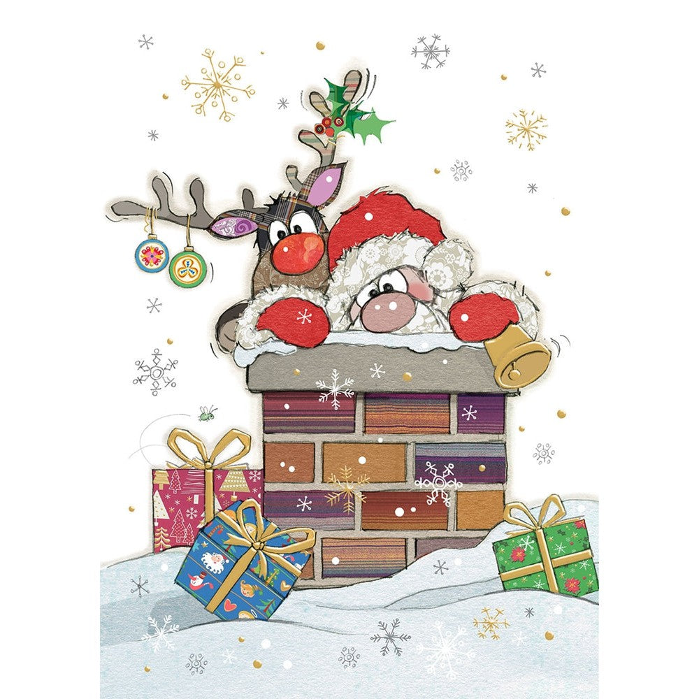 Santa On The Roof Holiday Greeting Card