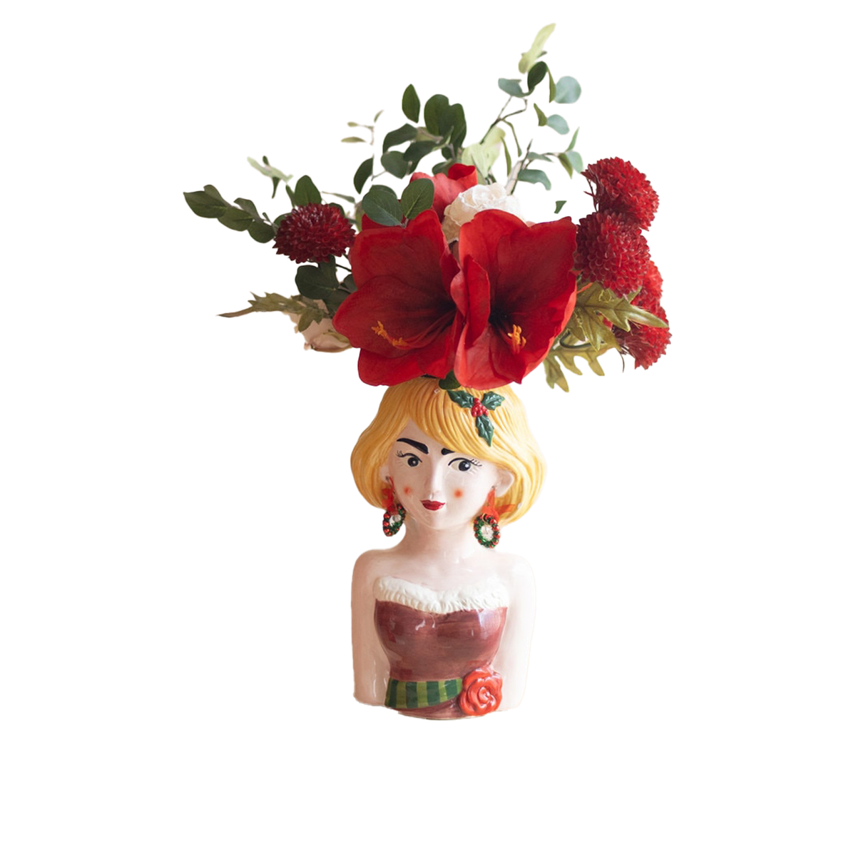 Ceramic Tacky Christmas Women Vase - Blonde