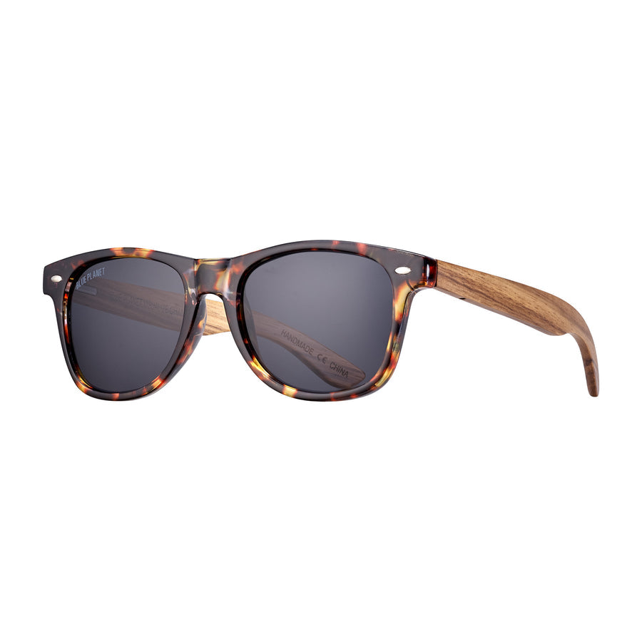 Bodie Honey Tortoise & Zebra Wood With Smoke Polarized Sunglasses