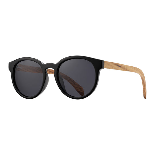 Andiz Polarized Sunglasses - Onyx & Zebra Wood + Smoke Polarized Lenses