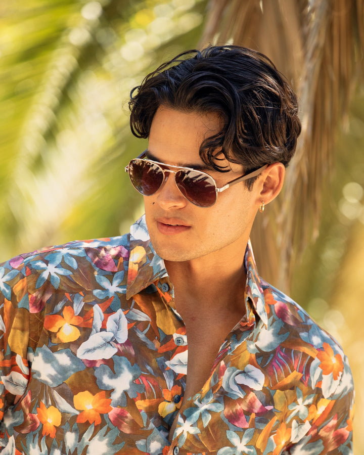 Mav Polarized Sunglasses - Matte Gold / Walnut Wood