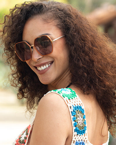 Addyson Walnut Tortoise & Gold With Gradient Brown Polarized Sunglasses