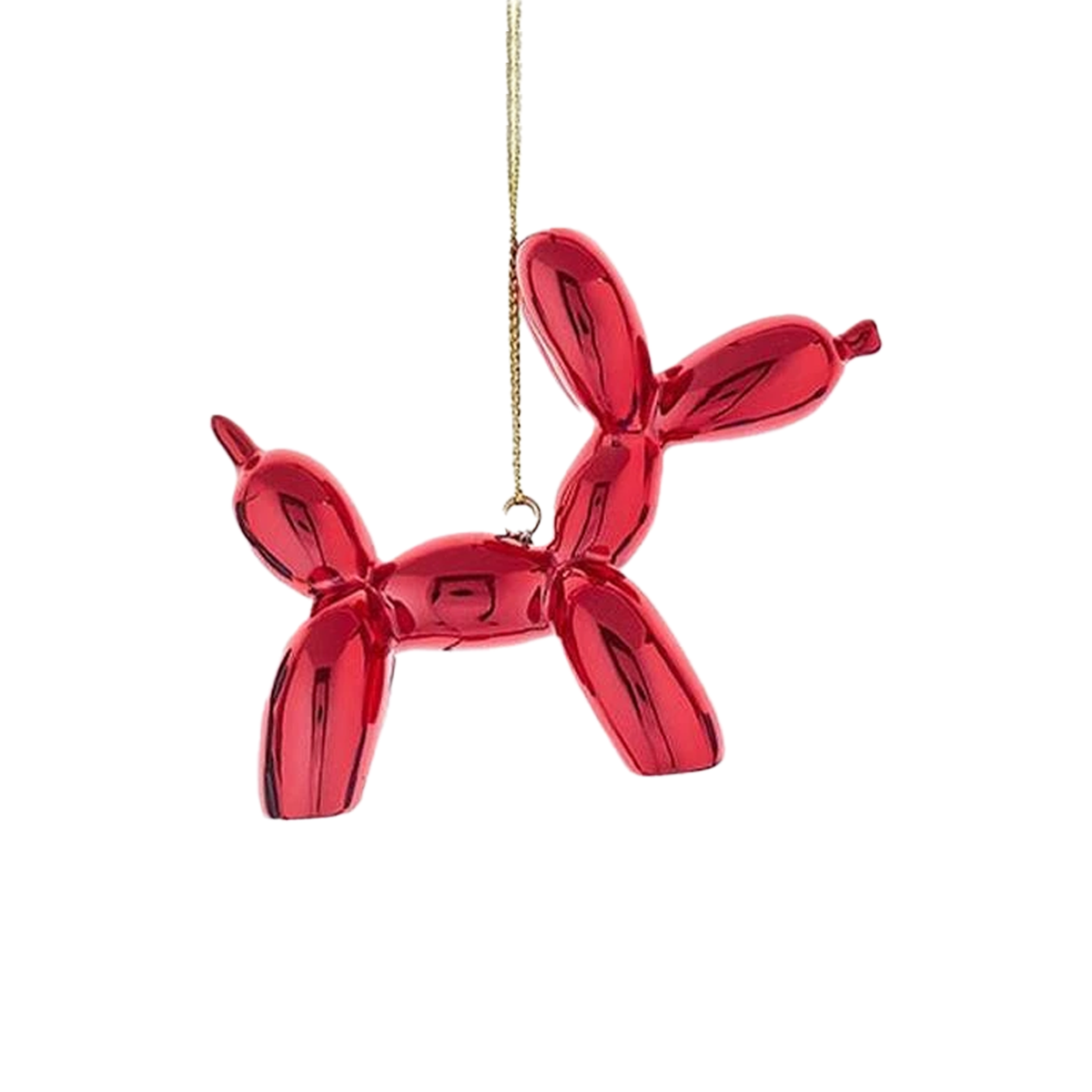 Shiny Balloon Dog Ornament - Red
