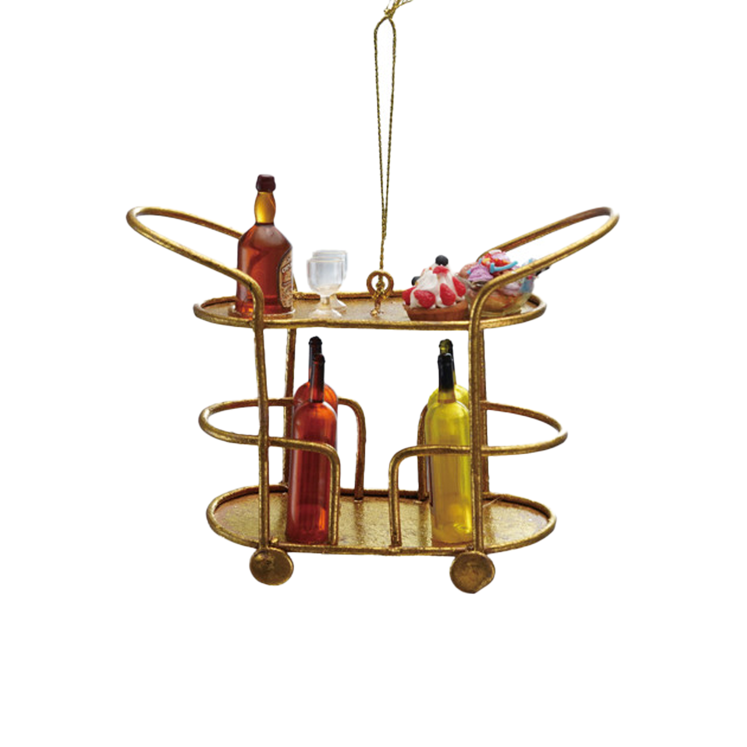 Metal Bar Cart Ornament - Bottles & Tarts