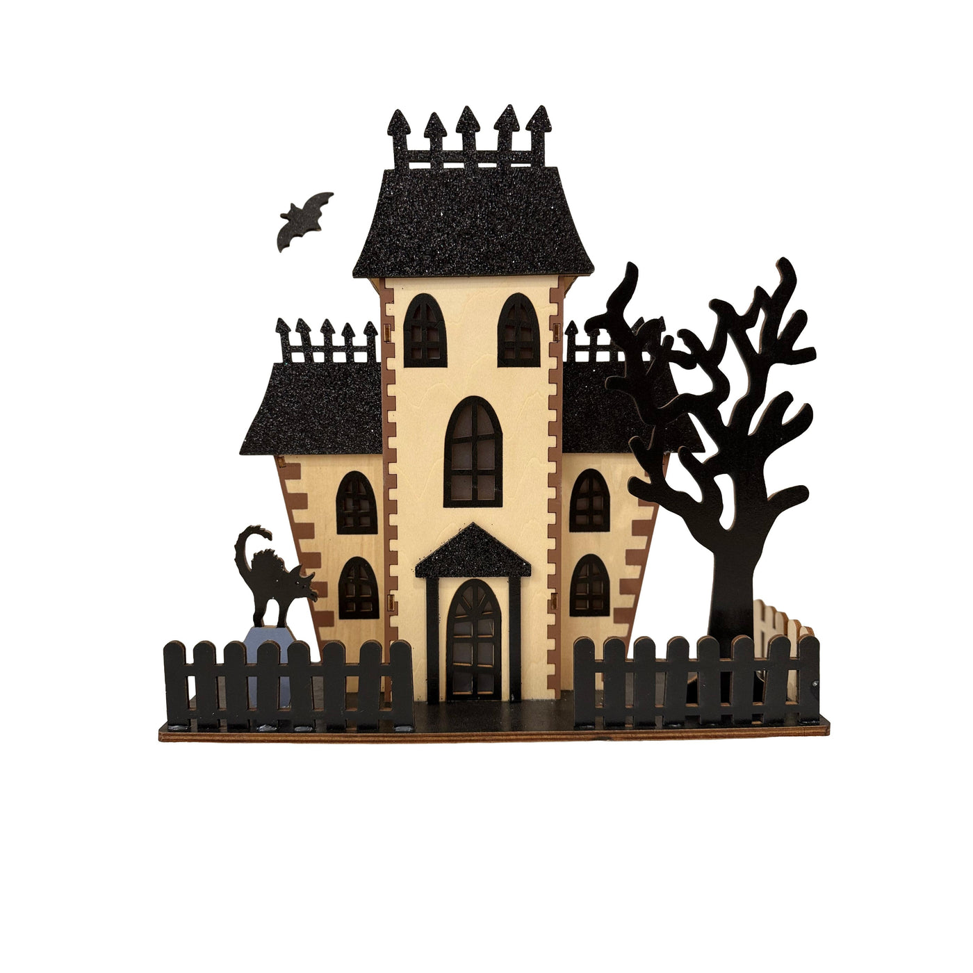 Lighted Haunted House Table Top Decor - Bat