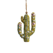Beaded Cactus Ornament - Yellow