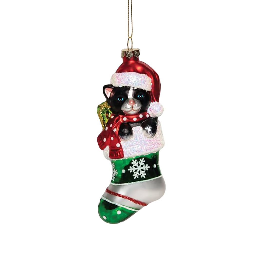 Cat In Stocking Ornament