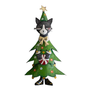 Painted Metal Cat Christmas Trees - Black