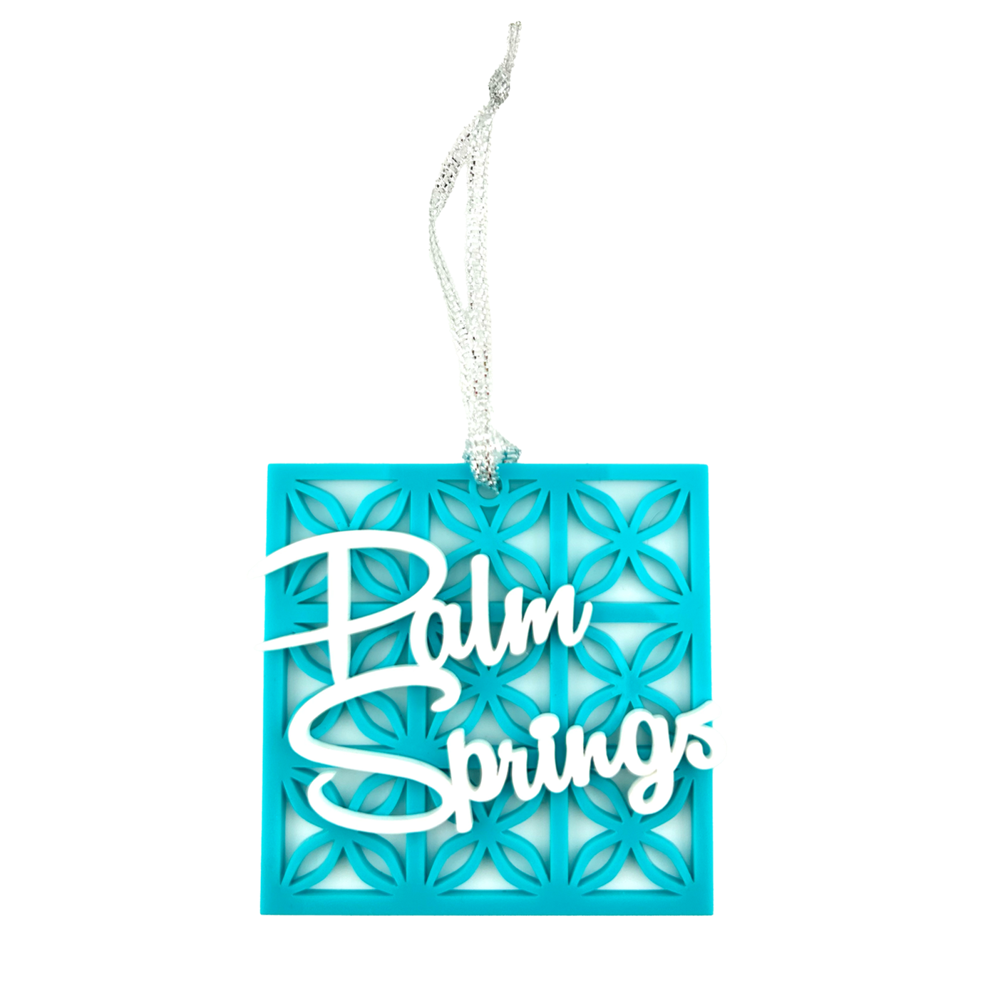 Palm Springs Breeze Block Ornament - Aqua