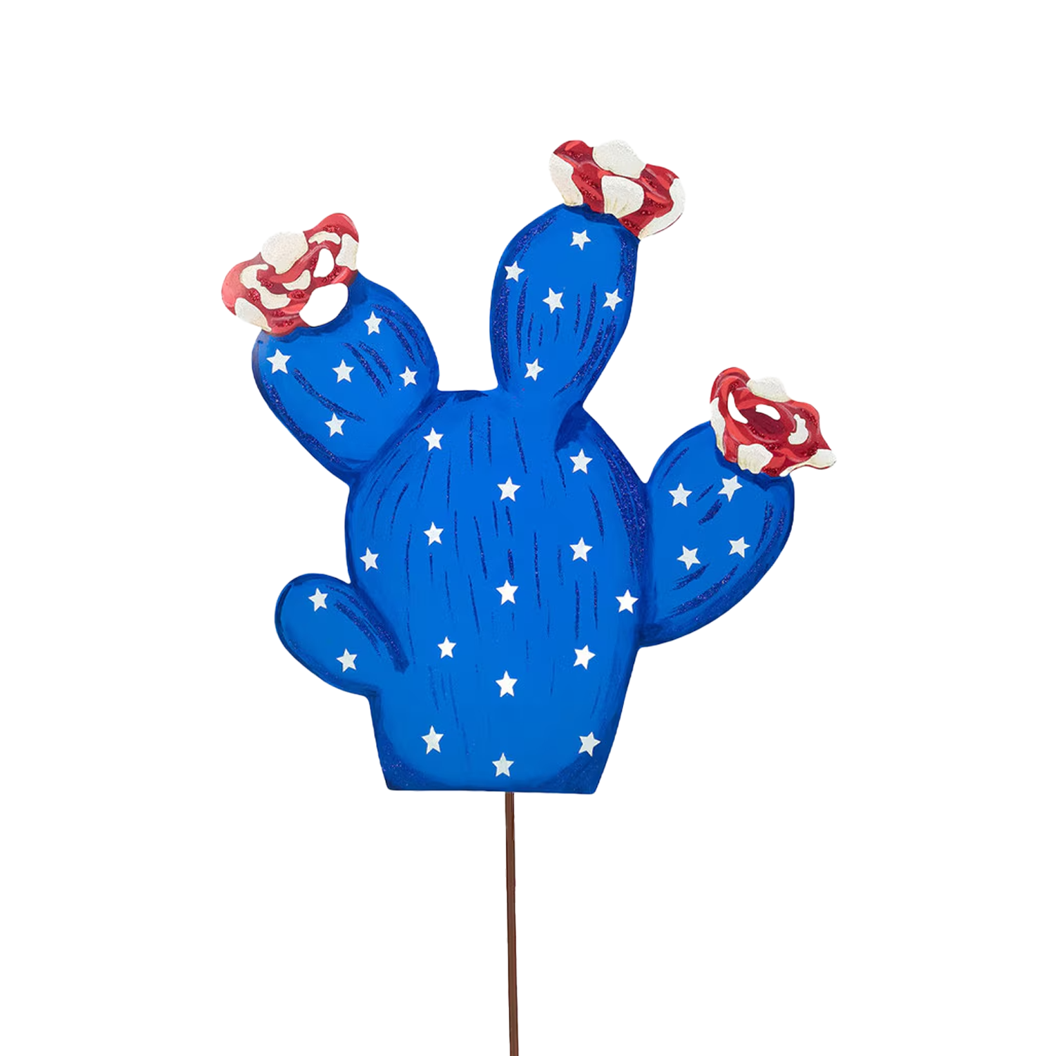 Patriotic Blue Cactus Metal Easel - Small