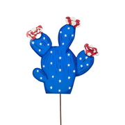 Patriotic Blue Cactus Metal Easel - Small