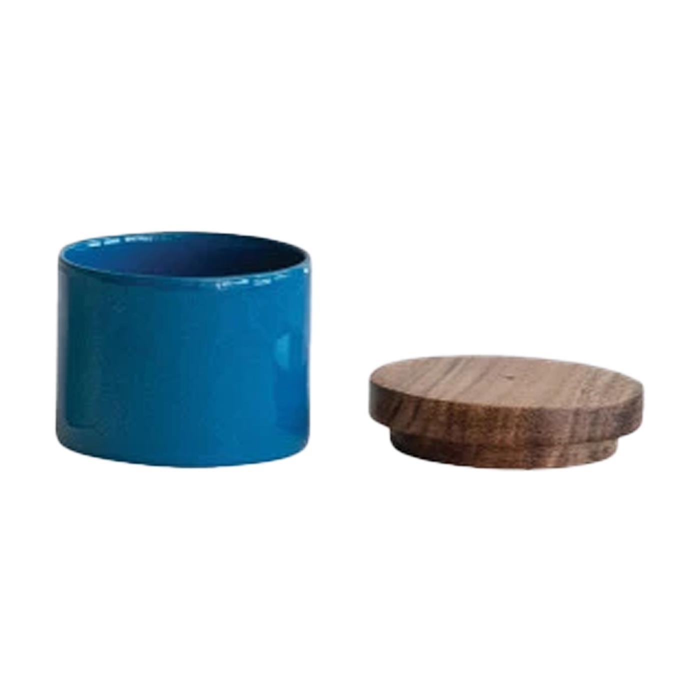 Metal Mini Pinch Pot With Acacia Wood Lid - Blue