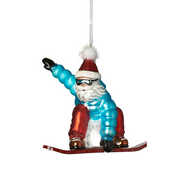 Santa Snowboarder Ornament -  Blue