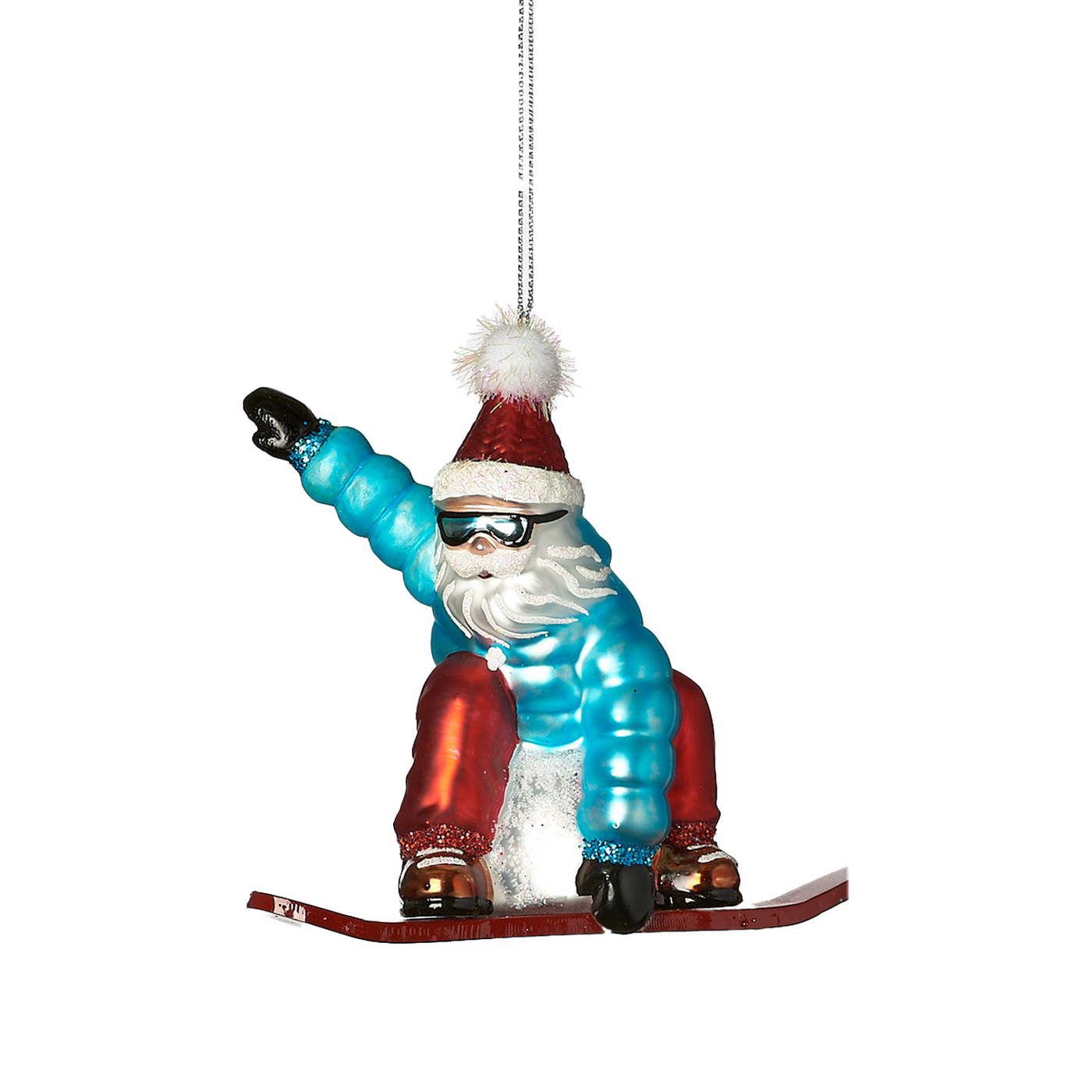 Santa Snowboarder Ornament -  Blue