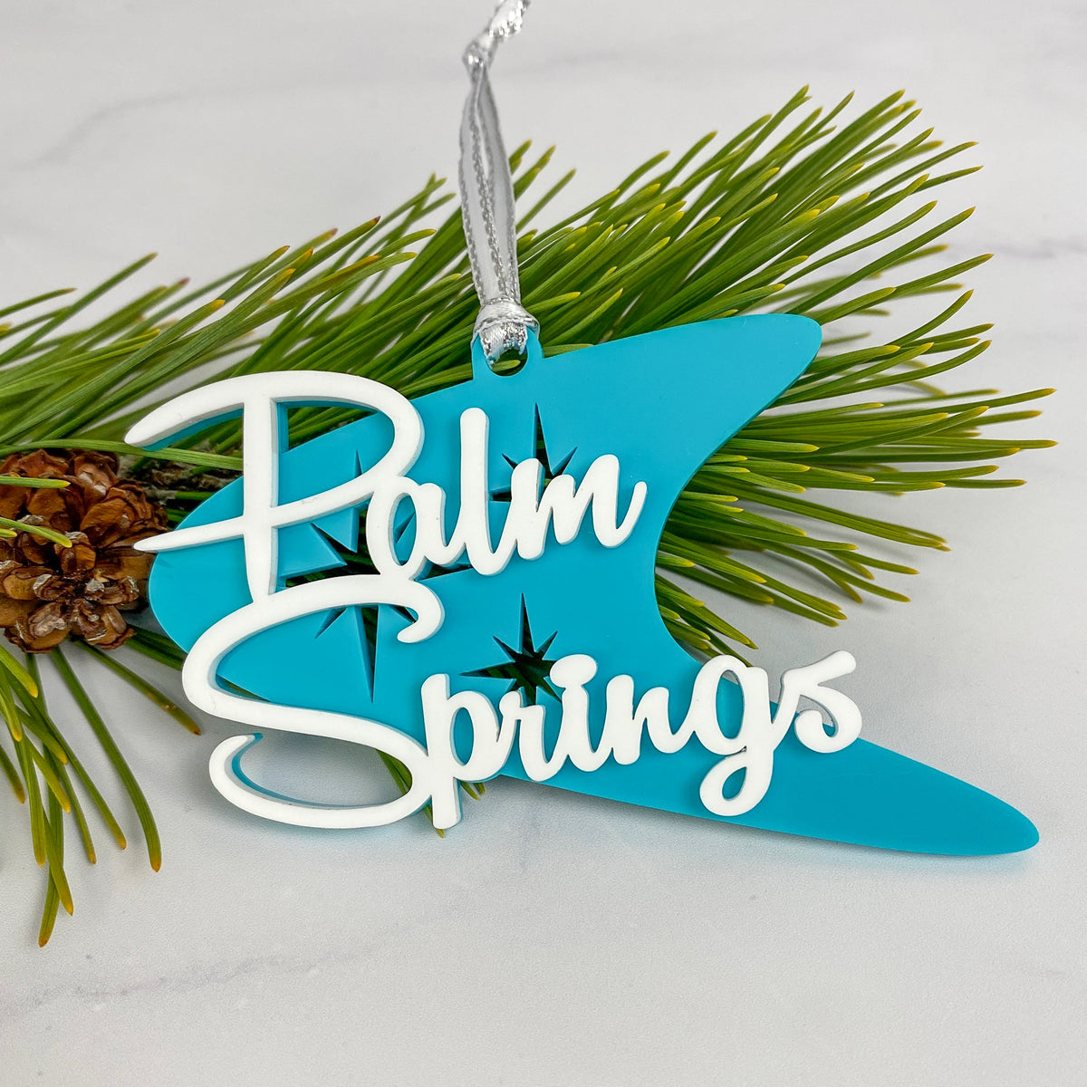 Palm Springs Boomerang Ornament - Aqua - Just Fabulous Palm Springs