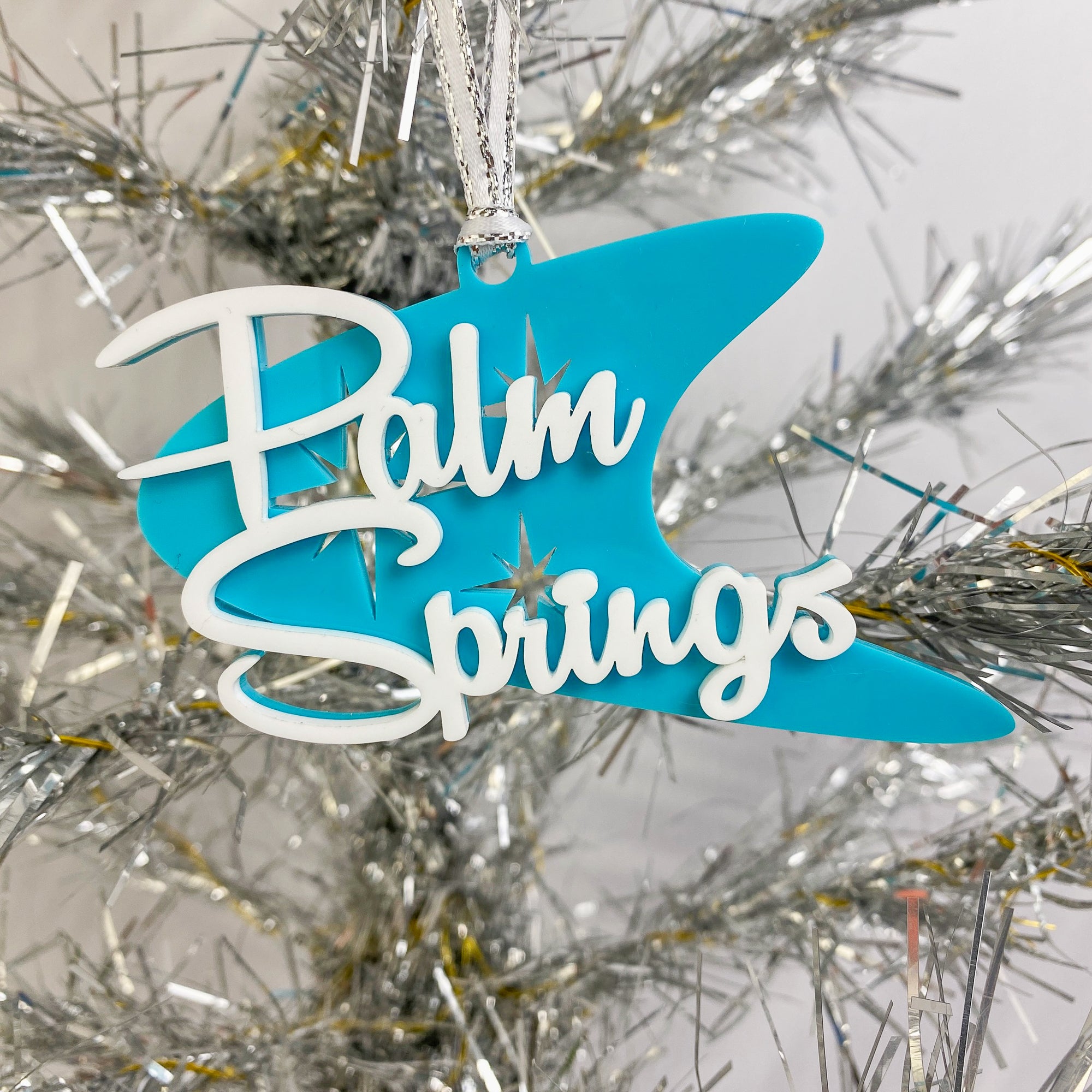 Palm Springs Boomerang Ornament - Aqua - Just Fabulous Palm Springs