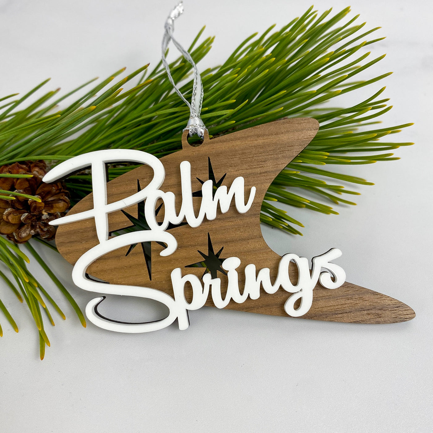 Palm Springs Boomerang Ornament - Walnut