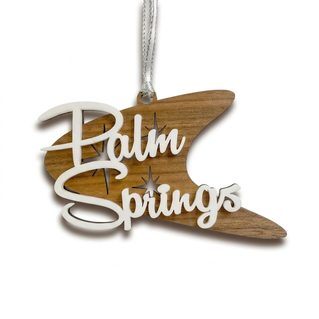 Palm Springs Boomerang Ornament - Walnut - Just Fabulous Palm Springs
