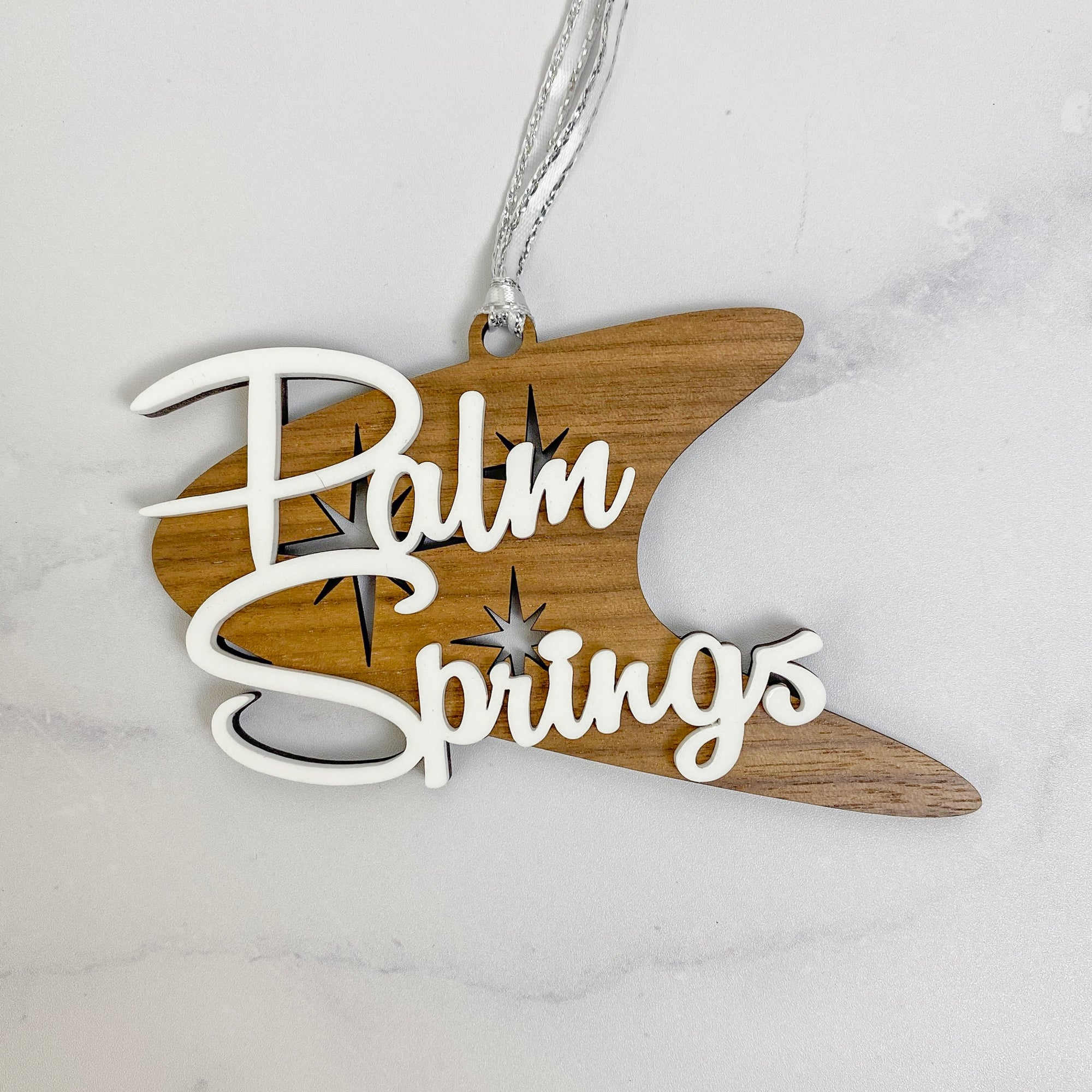 Palm Springs Boomerang Ornament - Walnut - Just Fabulous Palm Springs