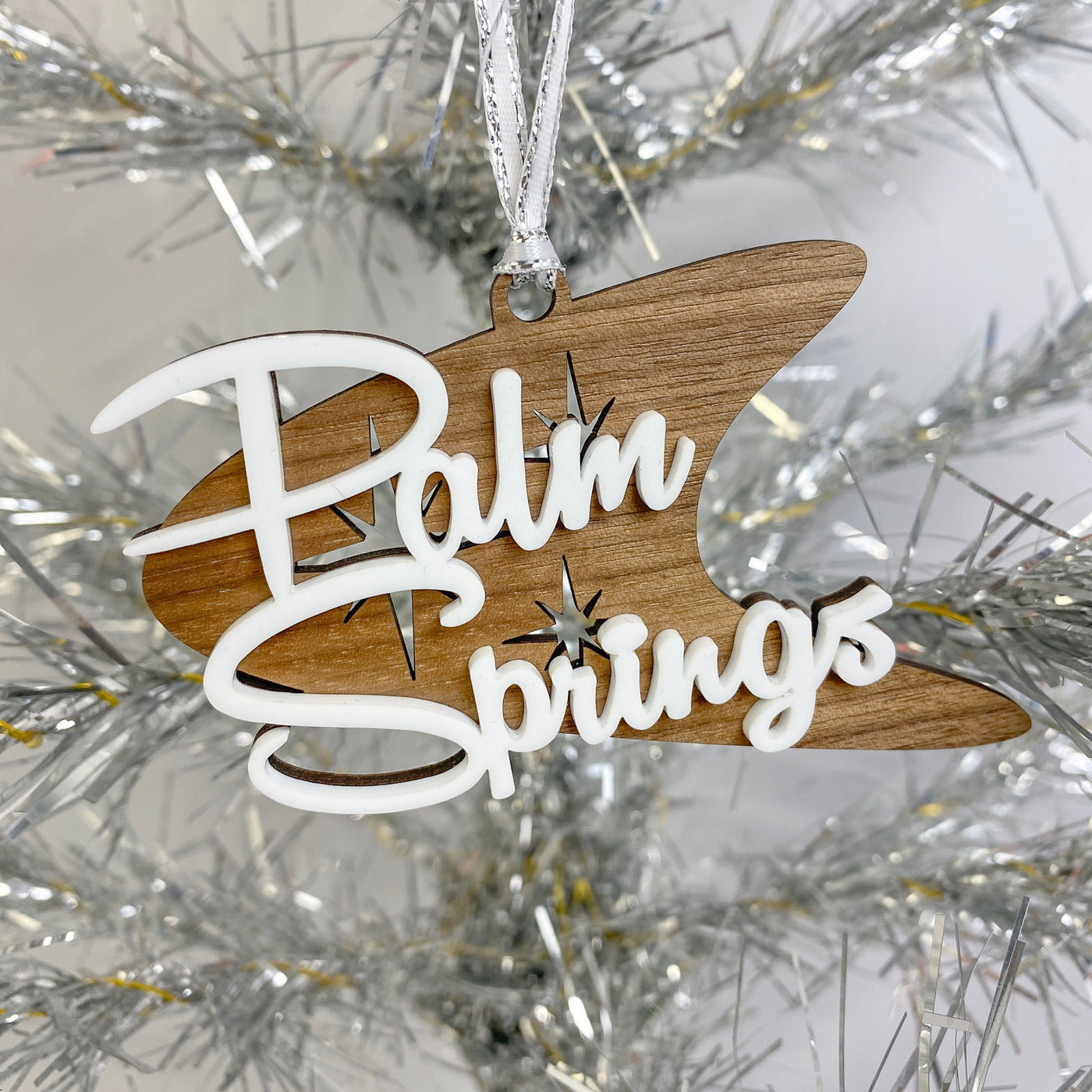 Palm Springs Boomerang Ornament - Walnut