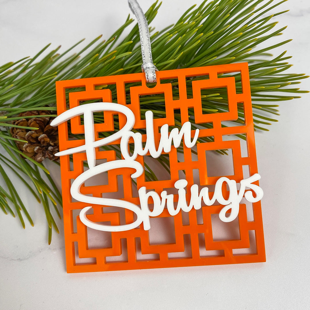 Palm Springs Breeze Block Ornament - Orange