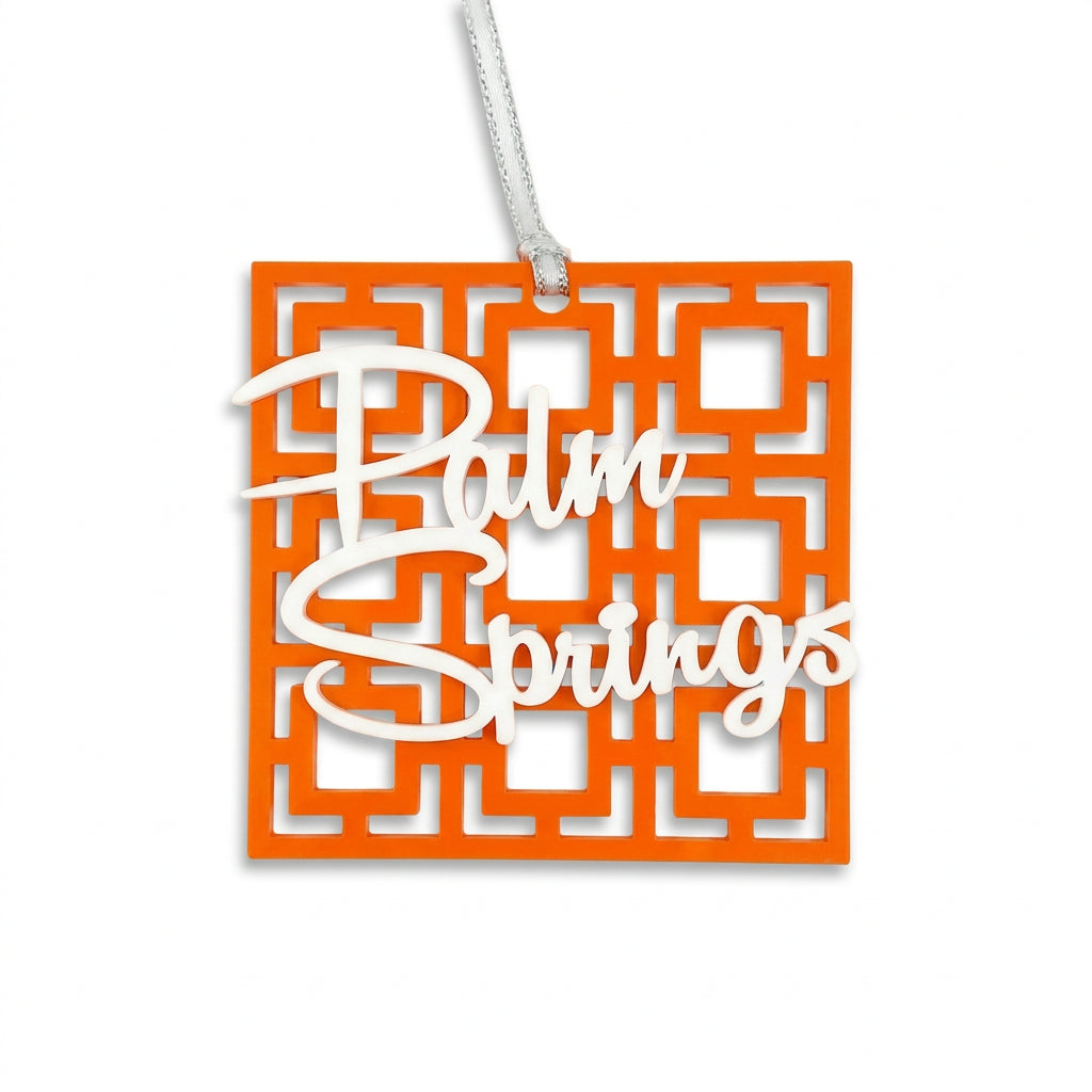 Palm Springs Breeze Block Ornament - Orange - Just Fabulous Palm Springs