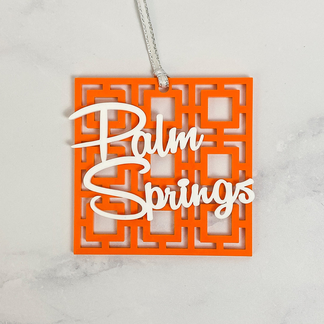 Palm Springs Breeze Block Ornament - Orange