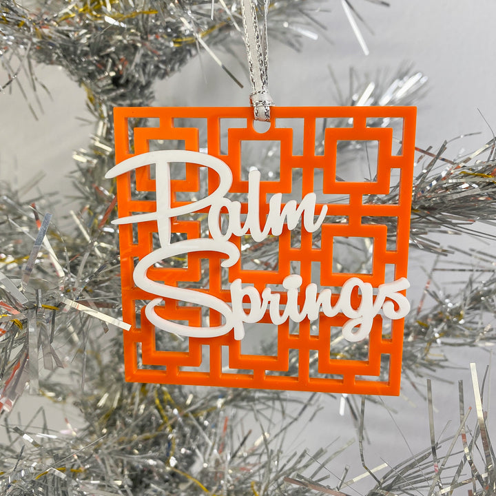 Palm Springs Breeze Block Ornament - Orange