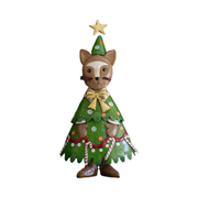Painted Metal Cat Christmas Trees - Brown