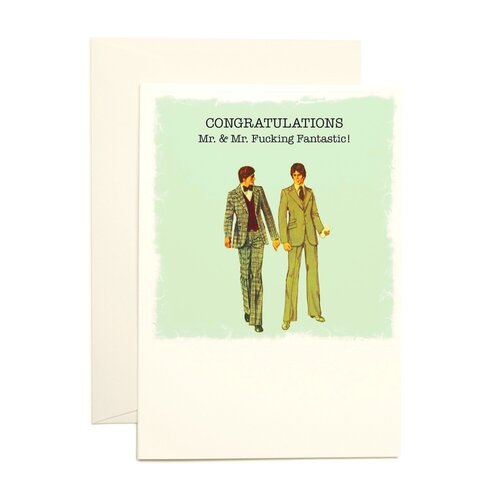 Congrats Mr & Mr Fucking Fantastic Greeting Card - Just Fabulous Palm Springs