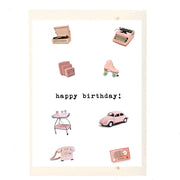 Happy Birthday Vintage Pink Retro Card