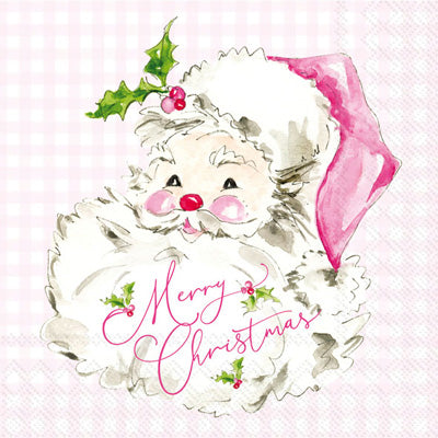 Pink Santa Holiday Cocktail Napkins