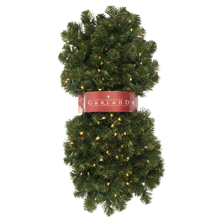 Oregon Fir Christmas Garland - 9' x 12" Pre-Lit With 100 Warm White LED Lights