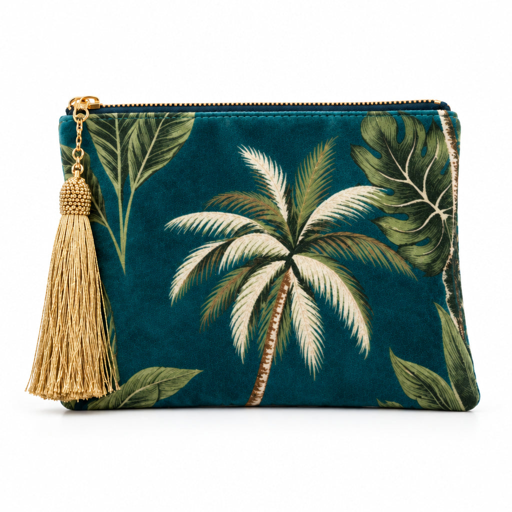 Palm Tree Pouch With Gold Pompom