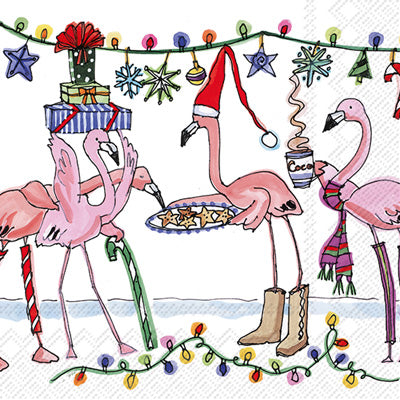 Winter Flamingo Holiday Cocktail Napkins