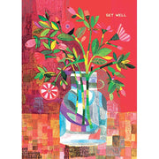 Red Flowers Get Well Greeting Card