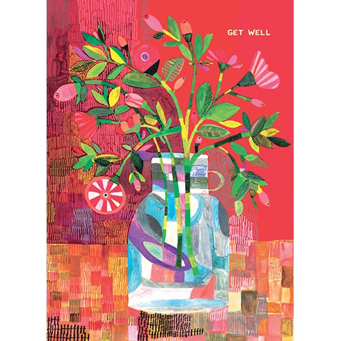 Red Flowers Get Well Greeting Card