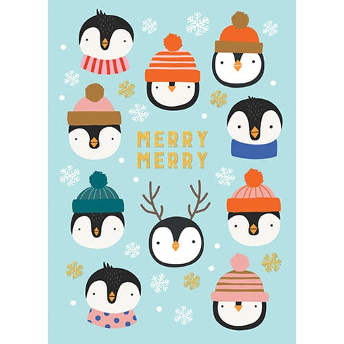 Penguin Faces Holiday Card