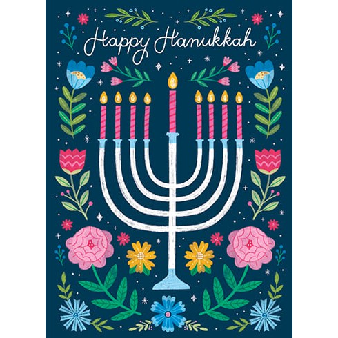 Menorah Flowers Boxed Cards