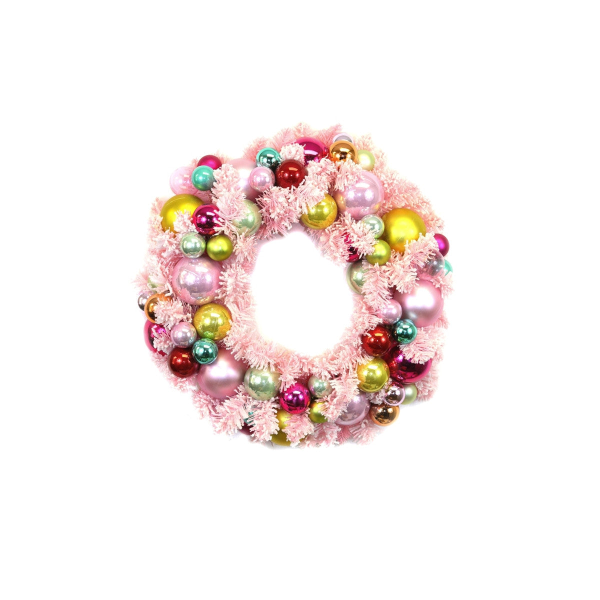 Flocked Wreath - Pink - Small