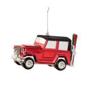 Oversized Jeep With Skis Ornament