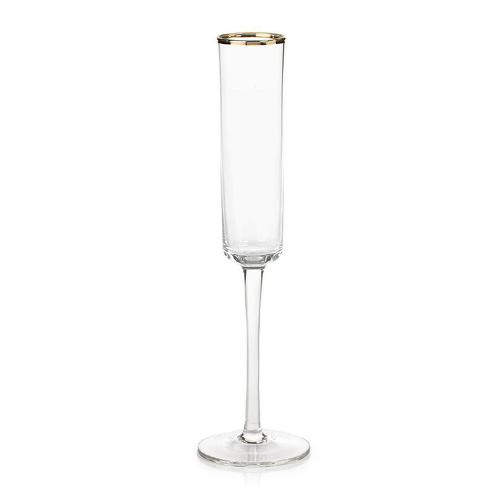Tall Champagne Flute With Gold Rim