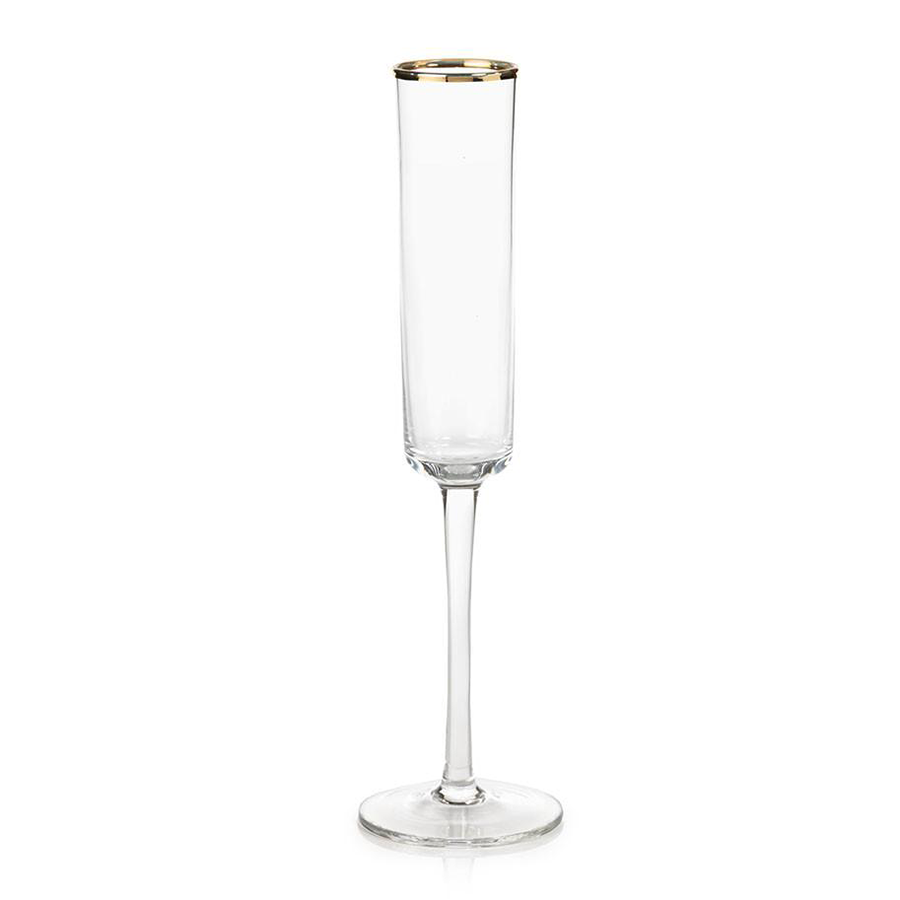 Tall Champagne Flute With Gold Rim