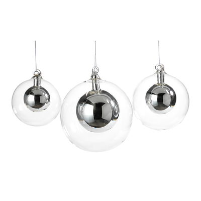 Silver Double Glass Ball Ornament - Small