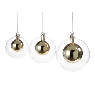 Gold Double Glass Ball Ornament - Small