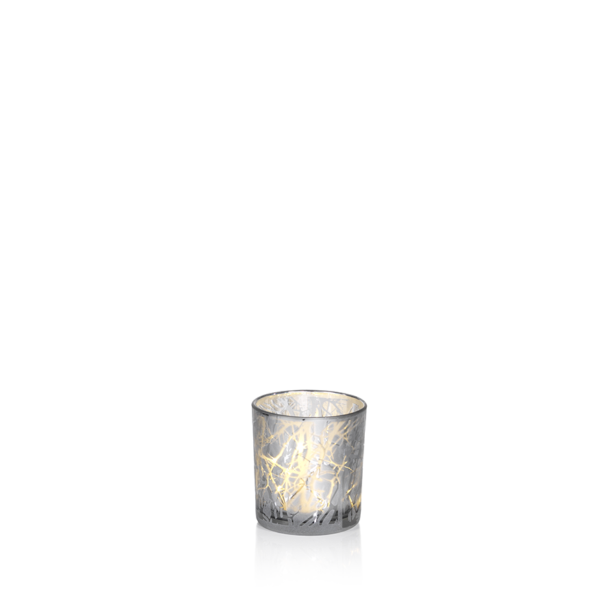 Silver Plated Frosted Branch Design LED Hurricane - 3"