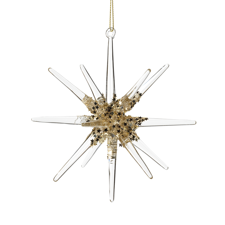 Gold Glass 3D Snowflake Ornament - Large