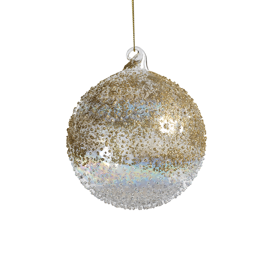 Gold Luster Beaded Ornament - Medium