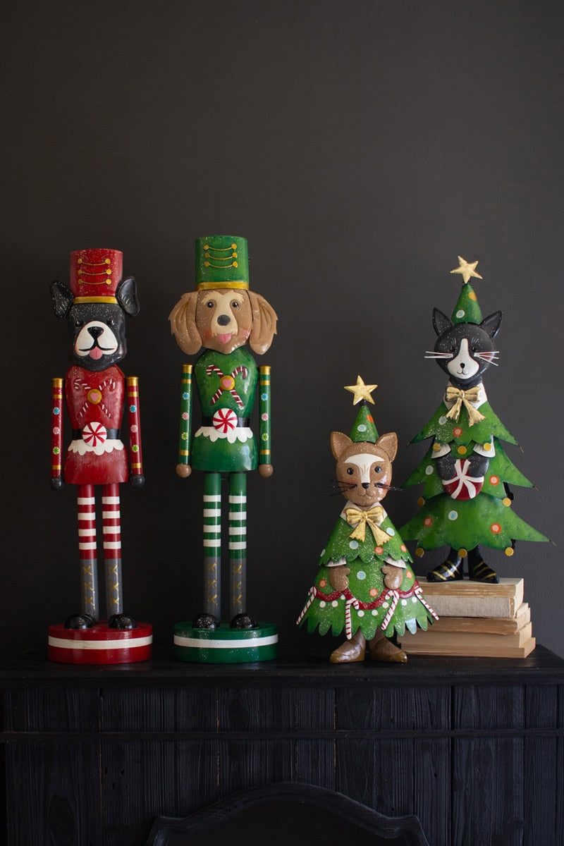 Painted Metal Cat Christmas Trees - Black